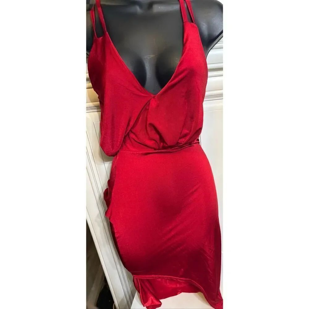 Boohoo Night Women's Double Strap Twist Wrap Dress Red Size 6